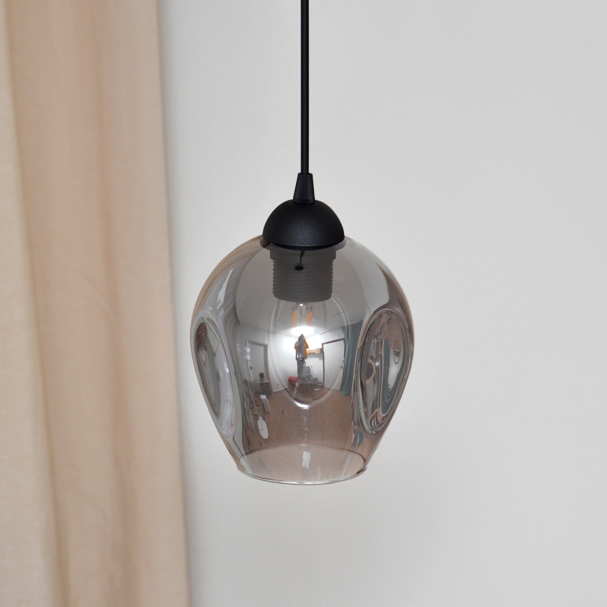 Lustra ar auklu LILI 1xE27/15W/230V melna/pelēka
