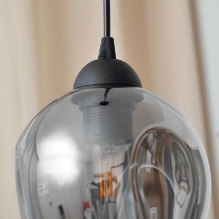 Lustra ar auklu LILI 1xE27/15W/230V melna/pelēka