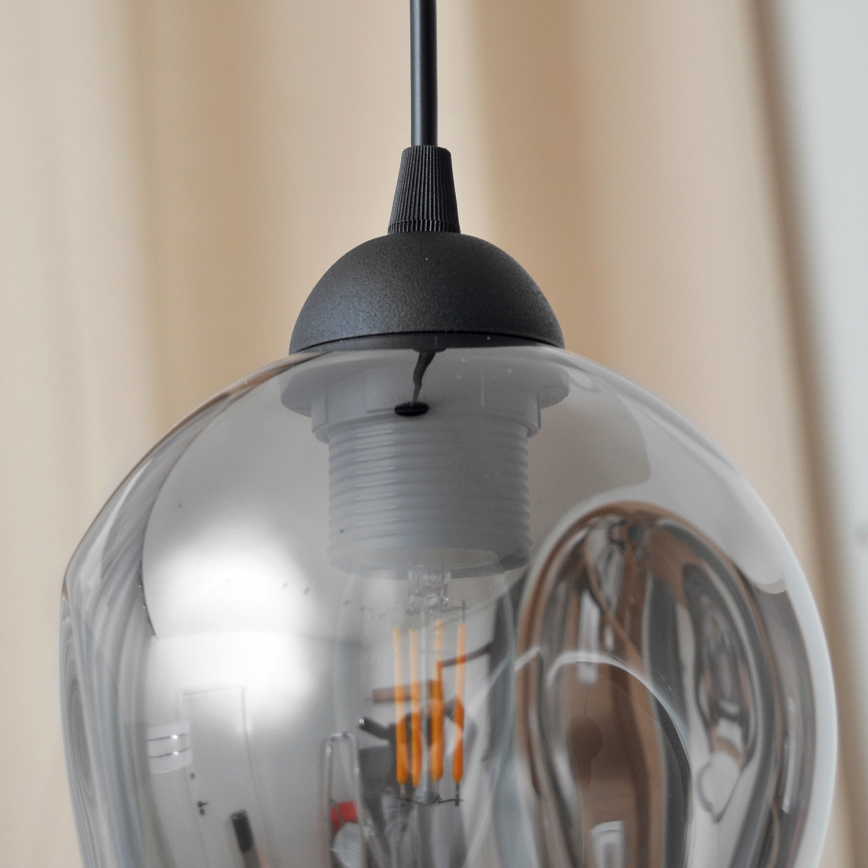 Lustra ar auklu LILI 1xE27/15W/230V melna/pelēka