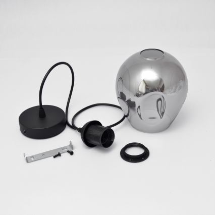Lustra ar auklu LILI 1xE27/15W/230V melna/pelēka