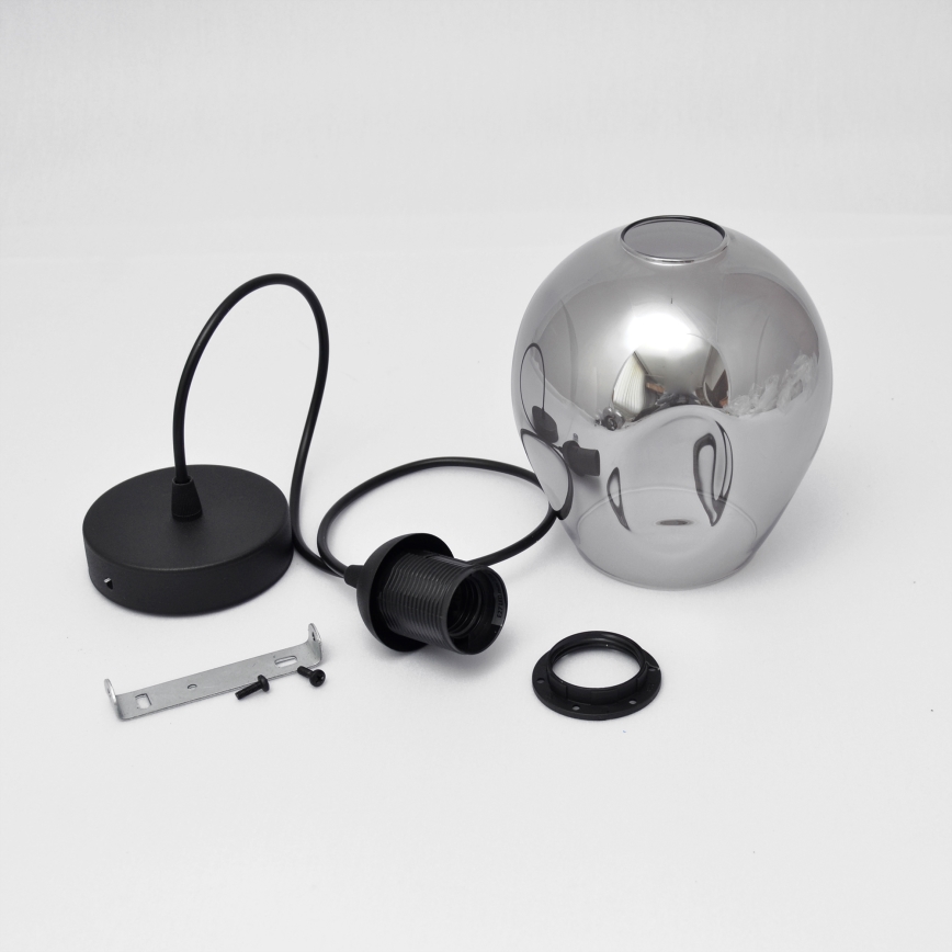Lustra ar auklu LILI 1xE27/15W/230V melna/pelēka
