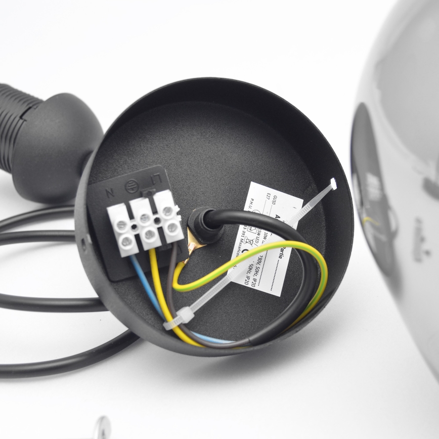 Lustra ar auklu LILI 1xE27/15W/230V melna/pelēka