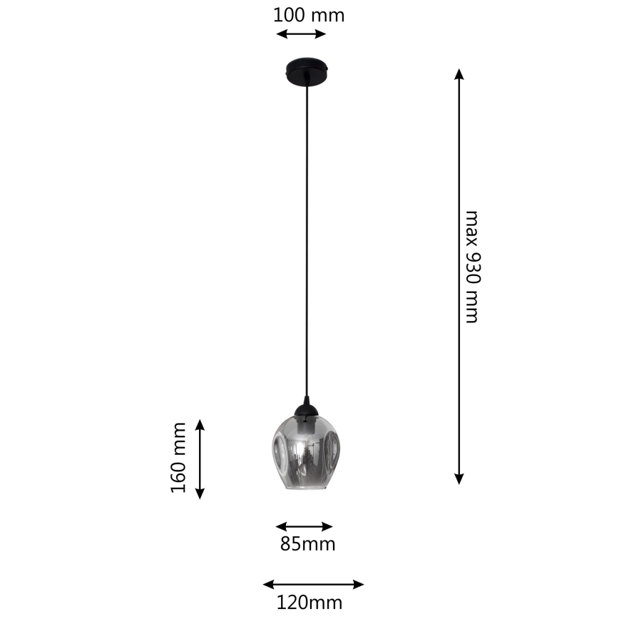 Lustra ar auklu LILI 1xE27/15W/230V melna/pelēka