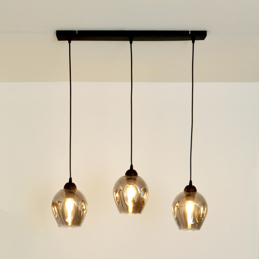 Lustra ar auklu LILI 3xE27/15W/230V melna/pelēka