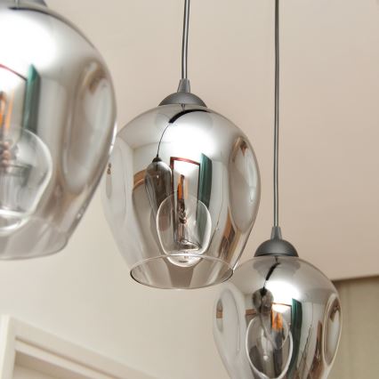 Lustra ar auklu LILI 3xE27/15W/230V melna/pelēka