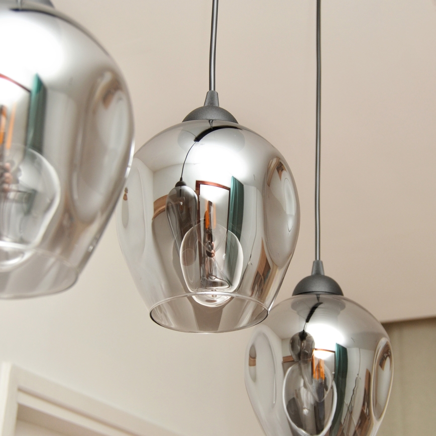 Lustra ar auklu LILI 3xE27/15W/230V melna/pelēka