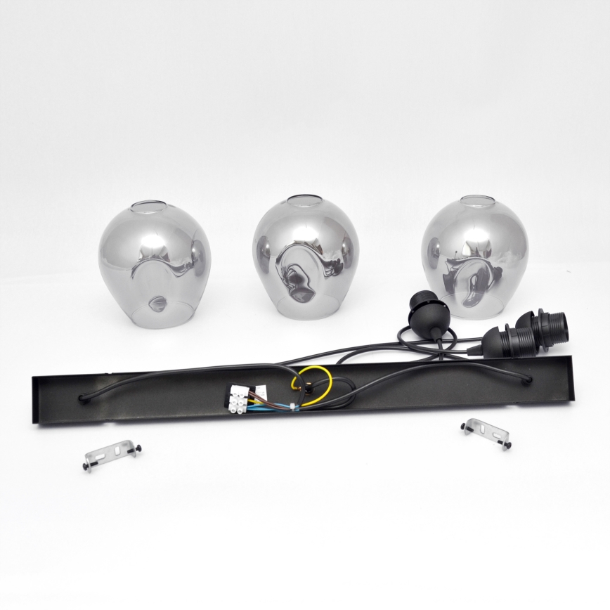 Lustra ar auklu LILI 3xE27/15W/230V melna/pelēka