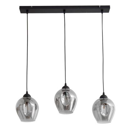 Lustra ar auklu LILI 3xE27/15W/230V melna/pelēka