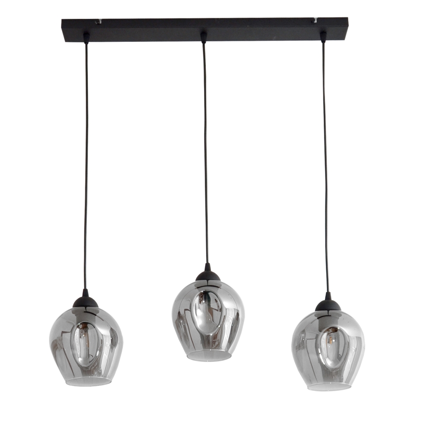 Lustra ar auklu LILI 3xE27/15W/230V melna/pelēka