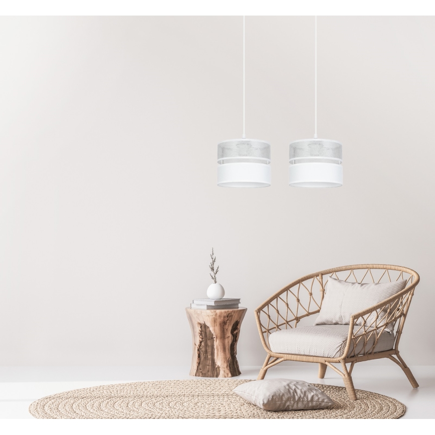 Lustra ar auklu LIMA 2xE27/60W/230V sudraba/balta