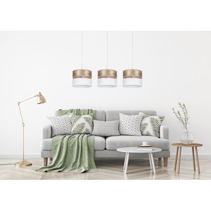 Lustra ar auklu LIMA 3xE27/60W/230V zeltaina/balta
