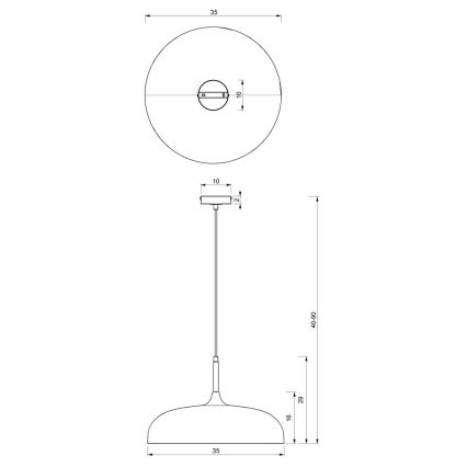 Lustra ar auklu LINCOLN 1xE27/60W/230V d. 35 cm melna