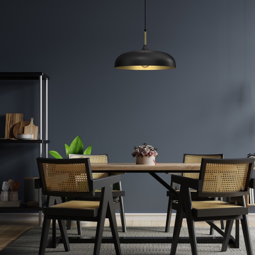 Lustra ar auklu LINCOLN 1xE27/60W/230V d. 45 cm melna