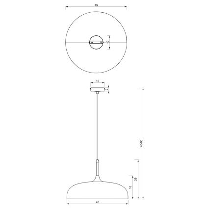 Lustra ar auklu LINCOLN 1xE27/60W/230V d. 45 cm melna