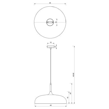 Lustra ar auklu LINCOLN 1xE27/60W/230V d. 45 cm zila