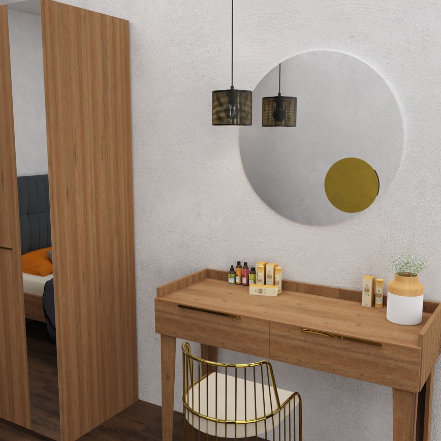 Lustra ar auklu LOFT SHADE 1xE27/60W/230V d. 18 cm melna/zelta