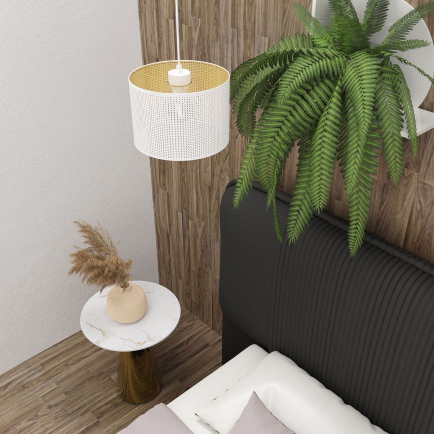 Lustra ar auklu LOFT SHADE 1xE27/60W/230V d. 25 cm balta/zelta