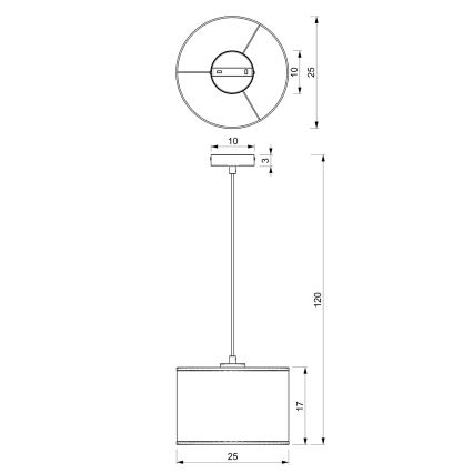 Lustra ar auklu LOFT SHADE 1xE27/60W/230V d. 25 cm balta/zelta