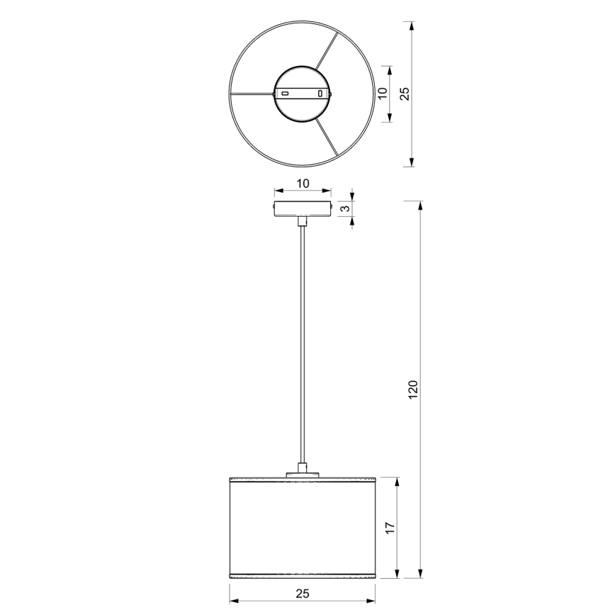 Lustra ar auklu LOFT SHADE 1xE27/60W/230V d. 25 cm balta/zelta