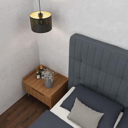 Lustra ar auklu LOFT SHADE 1xE27/60W/230V d. 25 cm melna/zelta