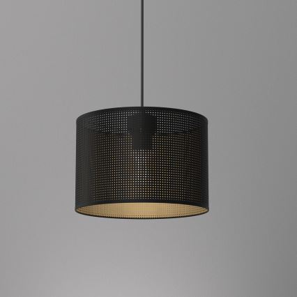 Lustra ar auklu LOFT SHADE 1xE27/60W/230V d. 25 cm melna/zelta