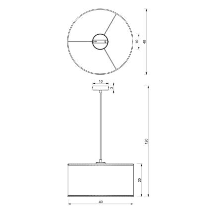 Lustra ar auklu LOFT SHADE 1xE27/60W/230V d. 40 cm balta/zelta