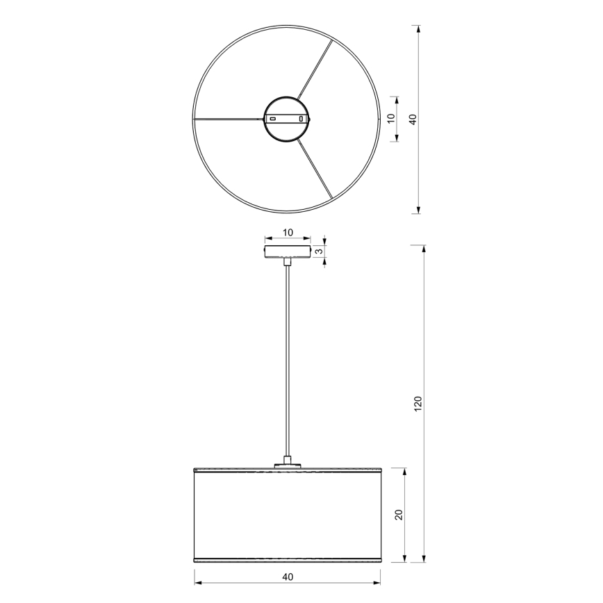 Lustra ar auklu LOFT SHADE 1xE27/60W/230V d. 40 cm balta/zelta