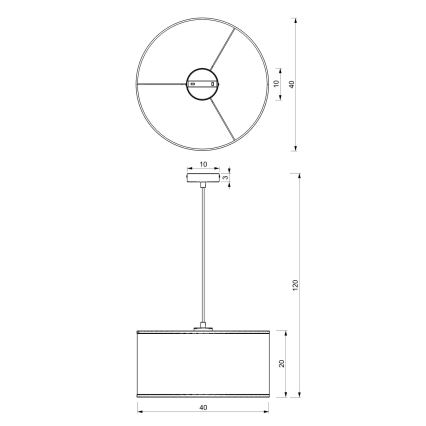 Lustra ar auklu LOFT SHADE 1xE27/60W/230V d. 40 cm melna