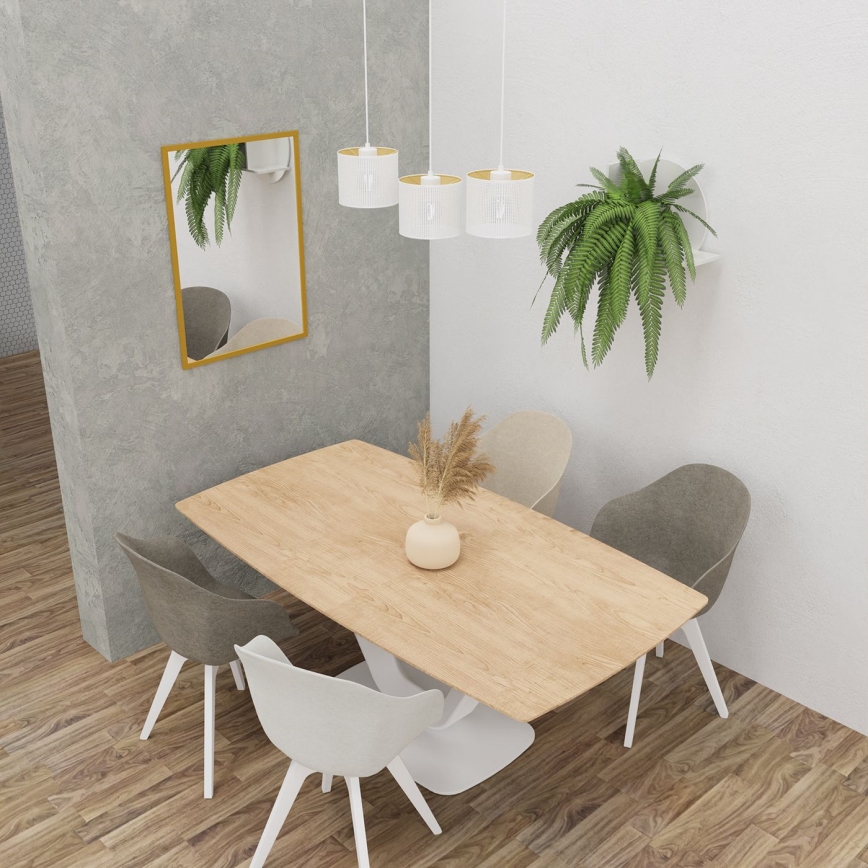 Lustra ar auklu LOFT SHADE 3xE27/60W/230V balta/zelta