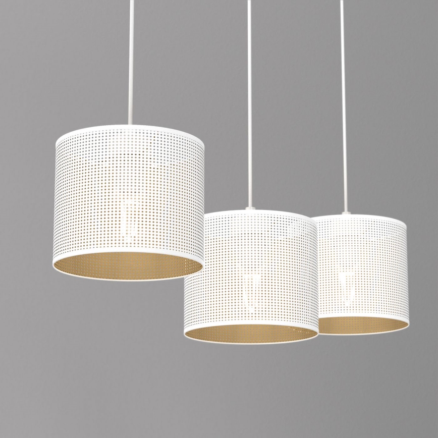 Lustra ar auklu LOFT SHADE 3xE27/60W/230V balta/zelta