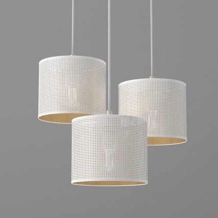 Lustra ar auklu LOFT SHADE 3xE27/60W/230V balta/zelta