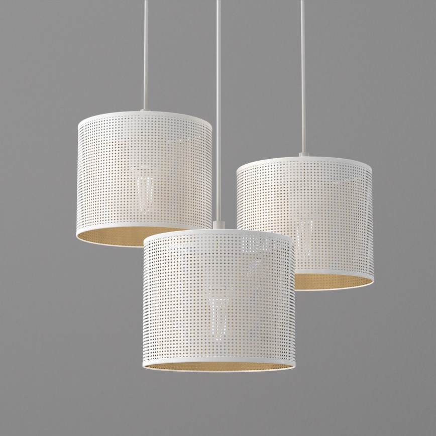 Lustra ar auklu LOFT SHADE 3xE27/60W/230V balta/zelta