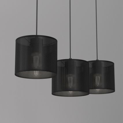 Lustra ar auklu LOFT SHADE 3xE27/60W/230V melna