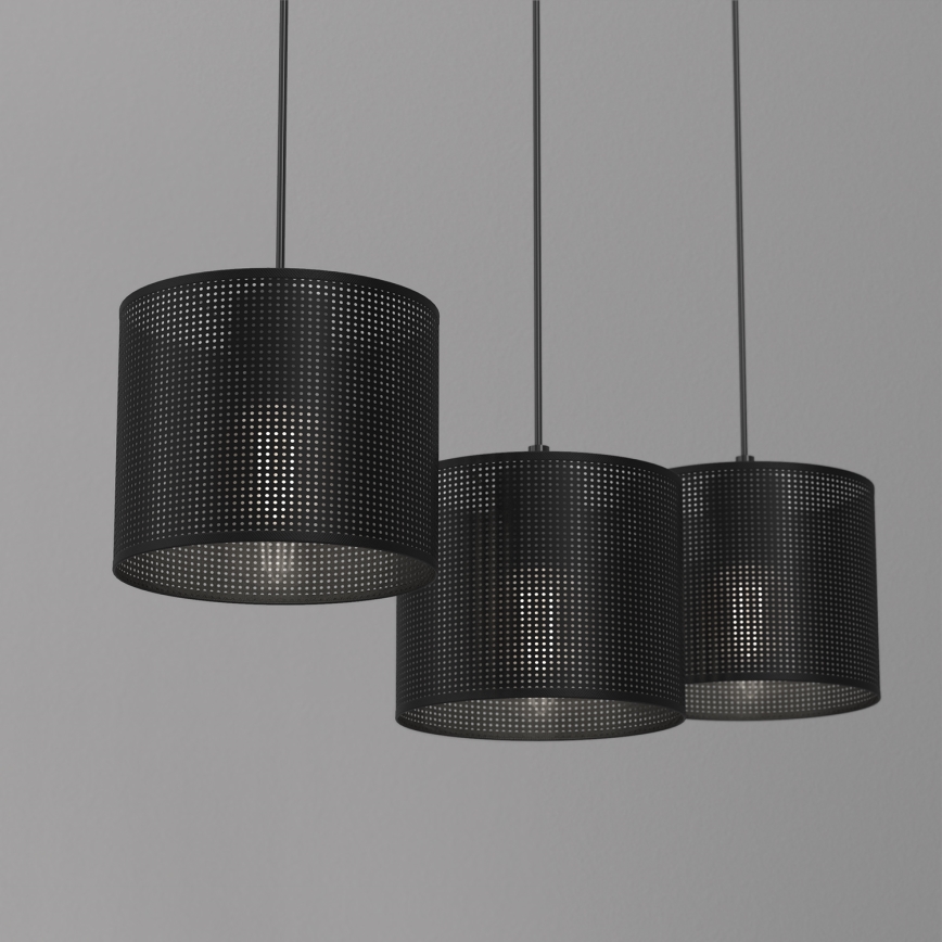 Lustra ar auklu LOFT SHADE 3xE27/60W/230V melna