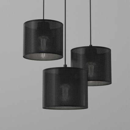 Lustra ar auklu LOFT SHADE 3xE27/60W/230V melna