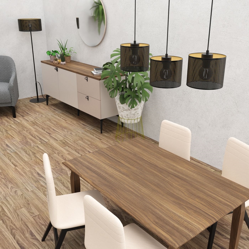 Lustra ar auklu LOFT SHADE 3xE27/60W/230V melna/zelta