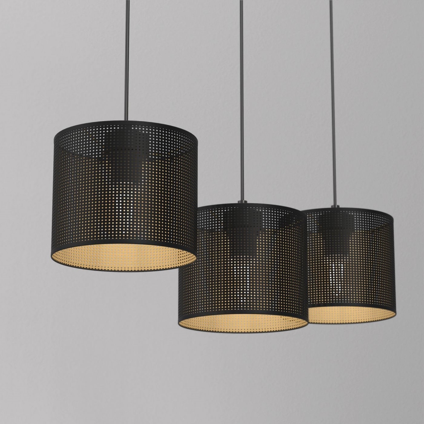 Lustra ar auklu LOFT SHADE 3xE27/60W/230V melna/zelta