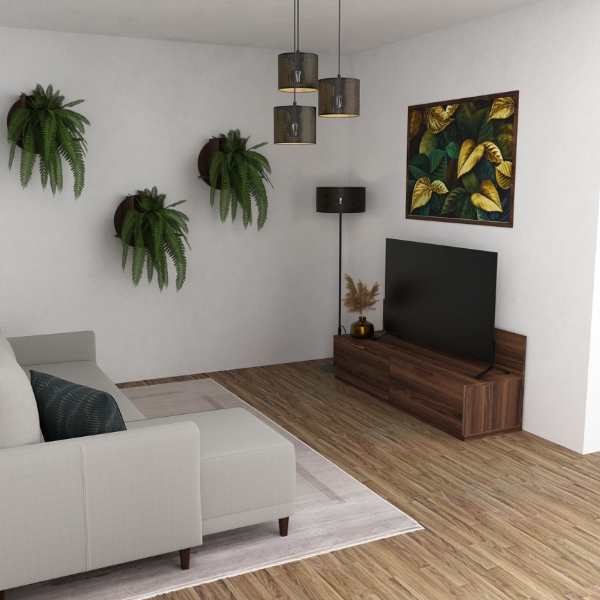 Lustra ar auklu LOFT SHADE 3xE27/60W/230V melna/zelta