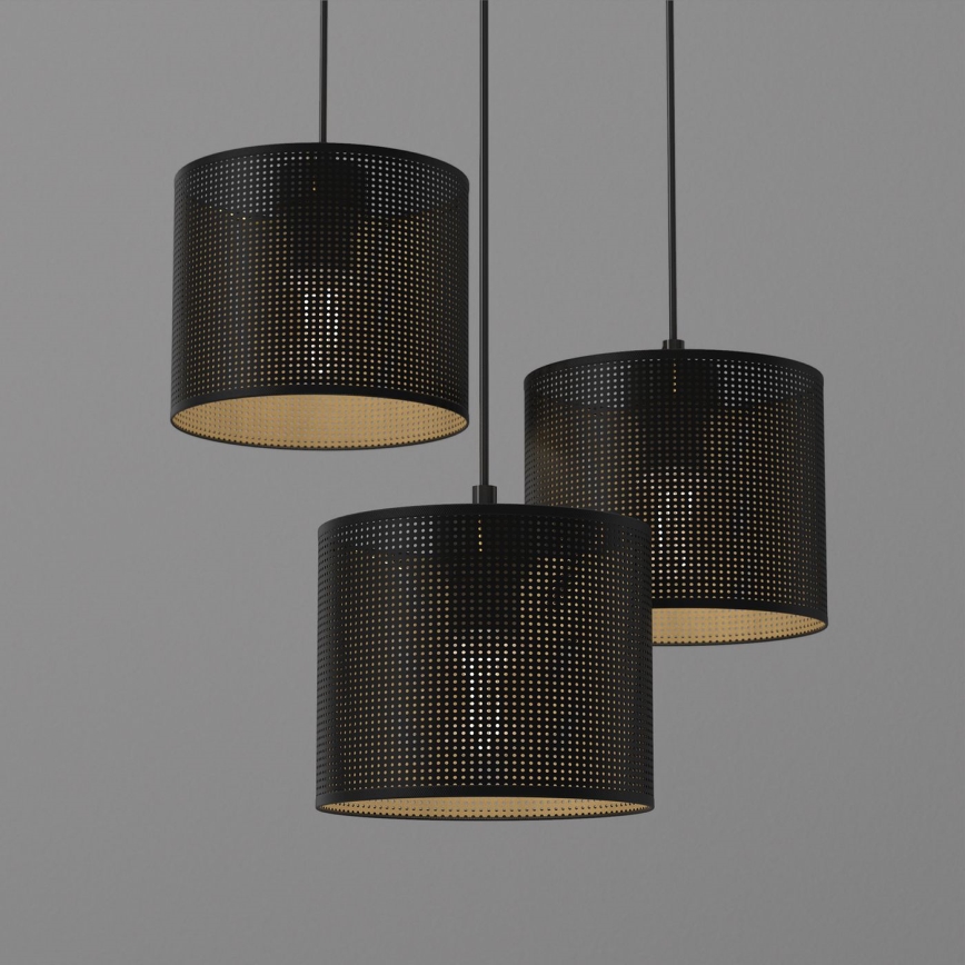 Lustra ar auklu LOFT SHADE 3xE27/60W/230V melna/zelta