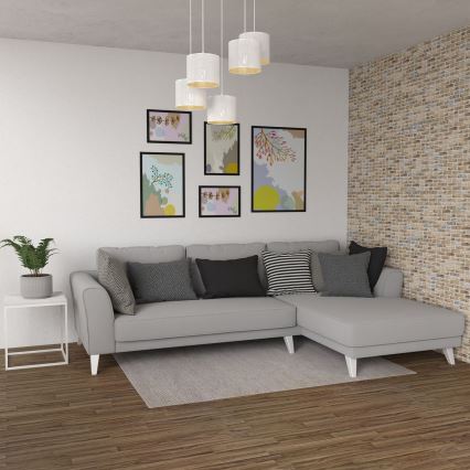 Lustra ar auklu LOFT SHADE 5xE27/60W/230V balta/zelta