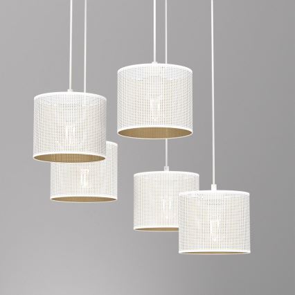 Lustra ar auklu LOFT SHADE 5xE27/60W/230V balta/zelta