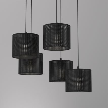 Lustra ar auklu LOFT SHADE 5xE27/60W/230V melna