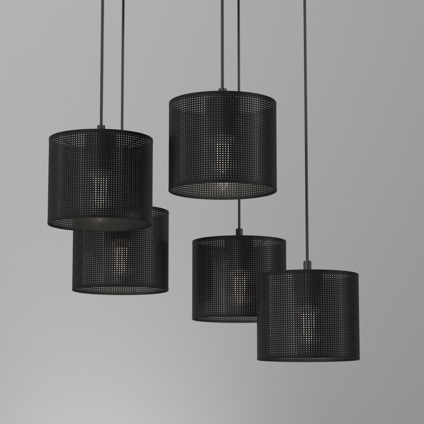 Lustra ar auklu LOFT SHADE 5xE27/60W/230V melna