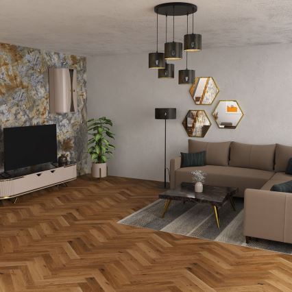 Lustra ar auklu LOFT SHADE 5xE27/60W/230V melna/zelta