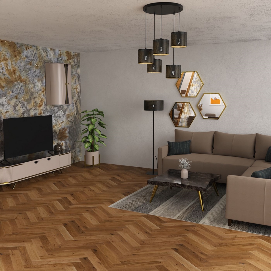 Lustra ar auklu LOFT SHADE 5xE27/60W/230V melna/zelta