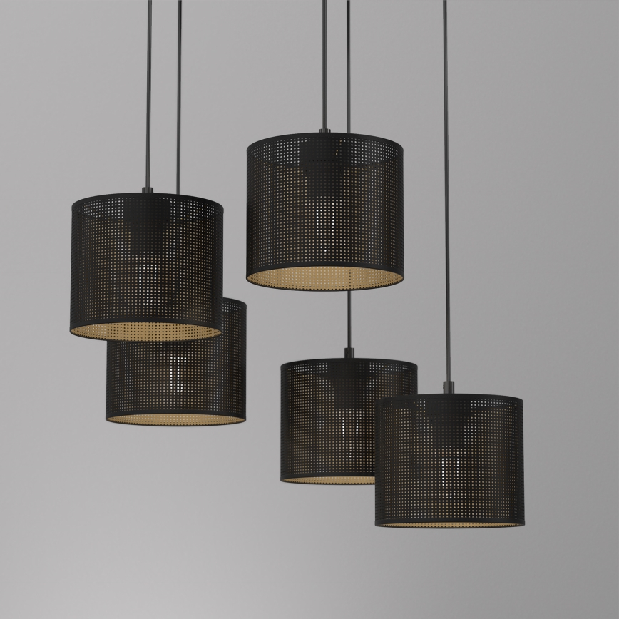 Lustra ar auklu LOFT SHADE 5xE27/60W/230V melna/zelta