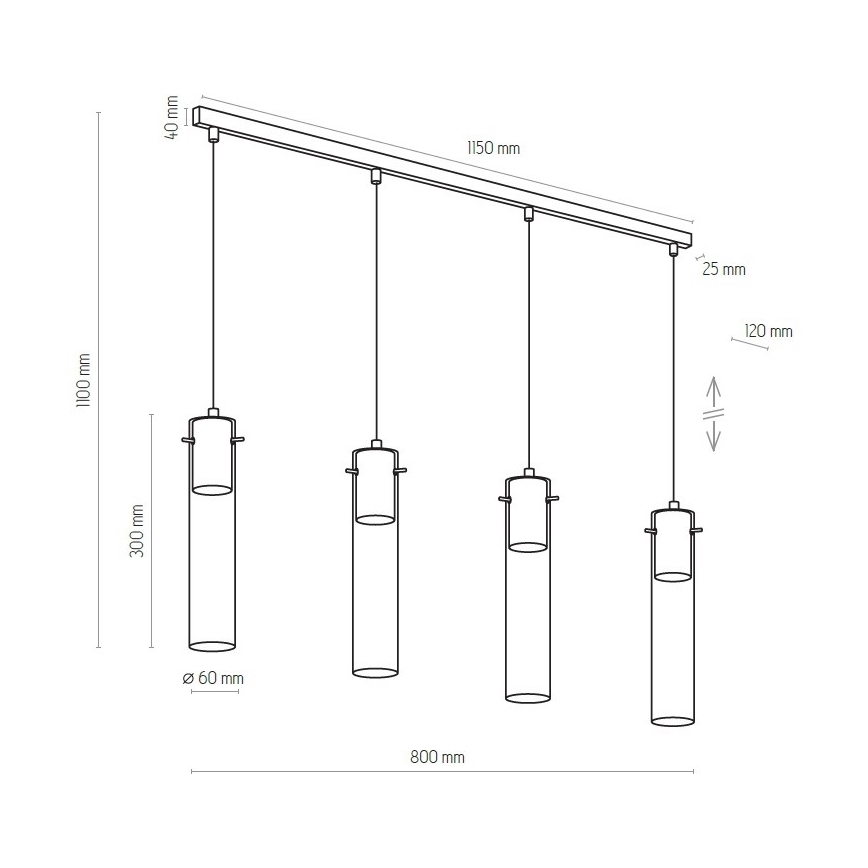 Lustra ar auklu LOOK GRAPHITE 4xGU10/10W/230V