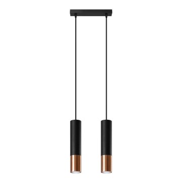 Lustra ar auklu LOOPEZ 2xGU10/10W/230V melna/varš