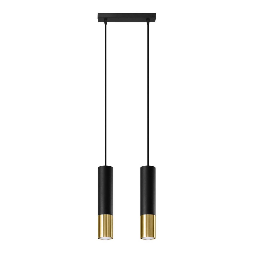 Lustra ar auklu LOOPEZ 2xGU10/10W/230V melna/zelta