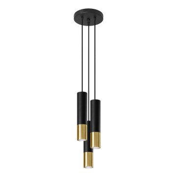 Lustra ar auklu LOOPEZ 3xGU10/10W/230V apaļa melna/zelta